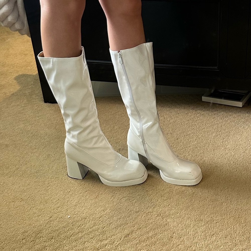 White gogo boots